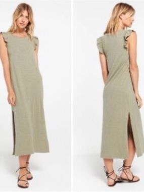 Z Supply - Women’s Ruffle Sleeve Midi Dress in Sage Green, new w/o tags